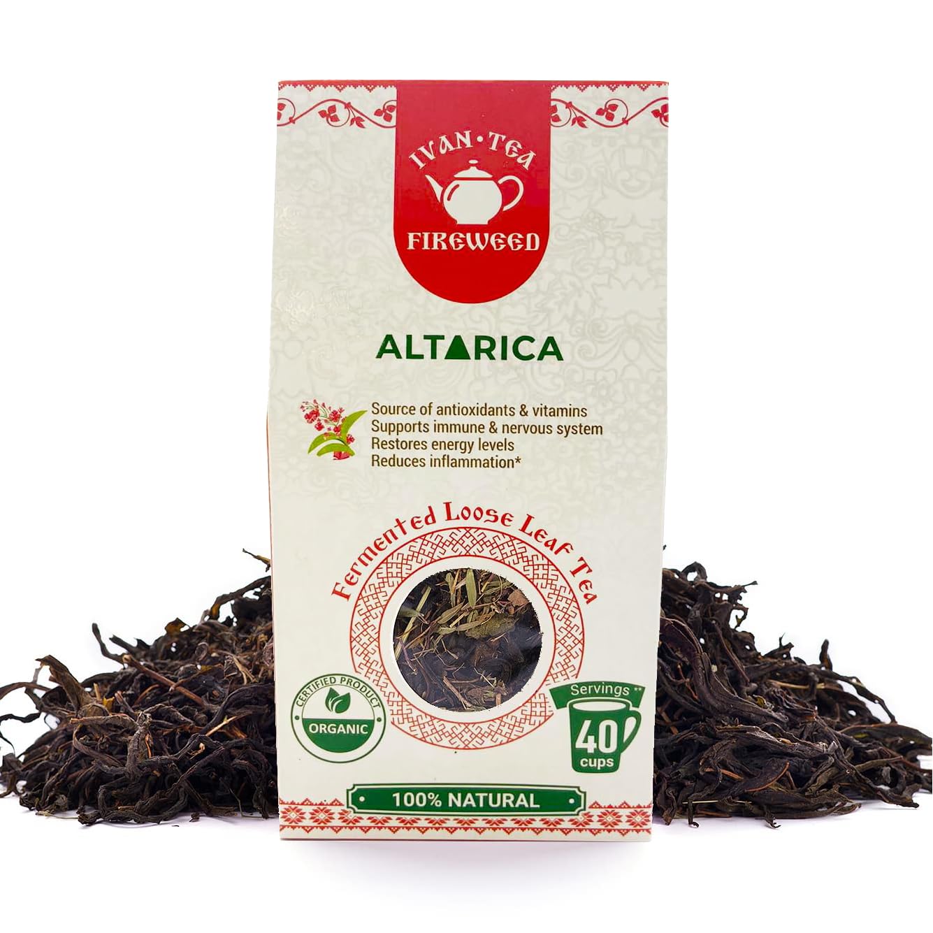 Altarica Siberian Natural Wild Ivan Chai Fireweed Willowherb Fermented Long Loose Leaf Tea Loose & Thyme Blend 50g/ 1.76oz