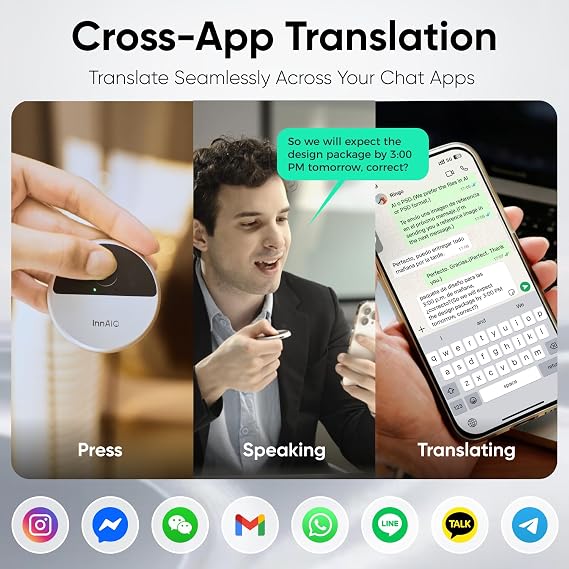 T10 AI Language Translator Device, Real-Time Two-Way Voice Translator with GPT Accuracy & Voice Cloning, Pocket Spanish to English Translator for Travel, Business & Video Calls (140+ Languages)