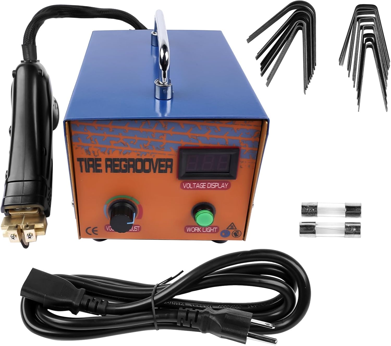 110V 1000W Tire Groover Machine with 20 U/V-Shaped Blades, Rubber Tire Regroover Grooving Tool