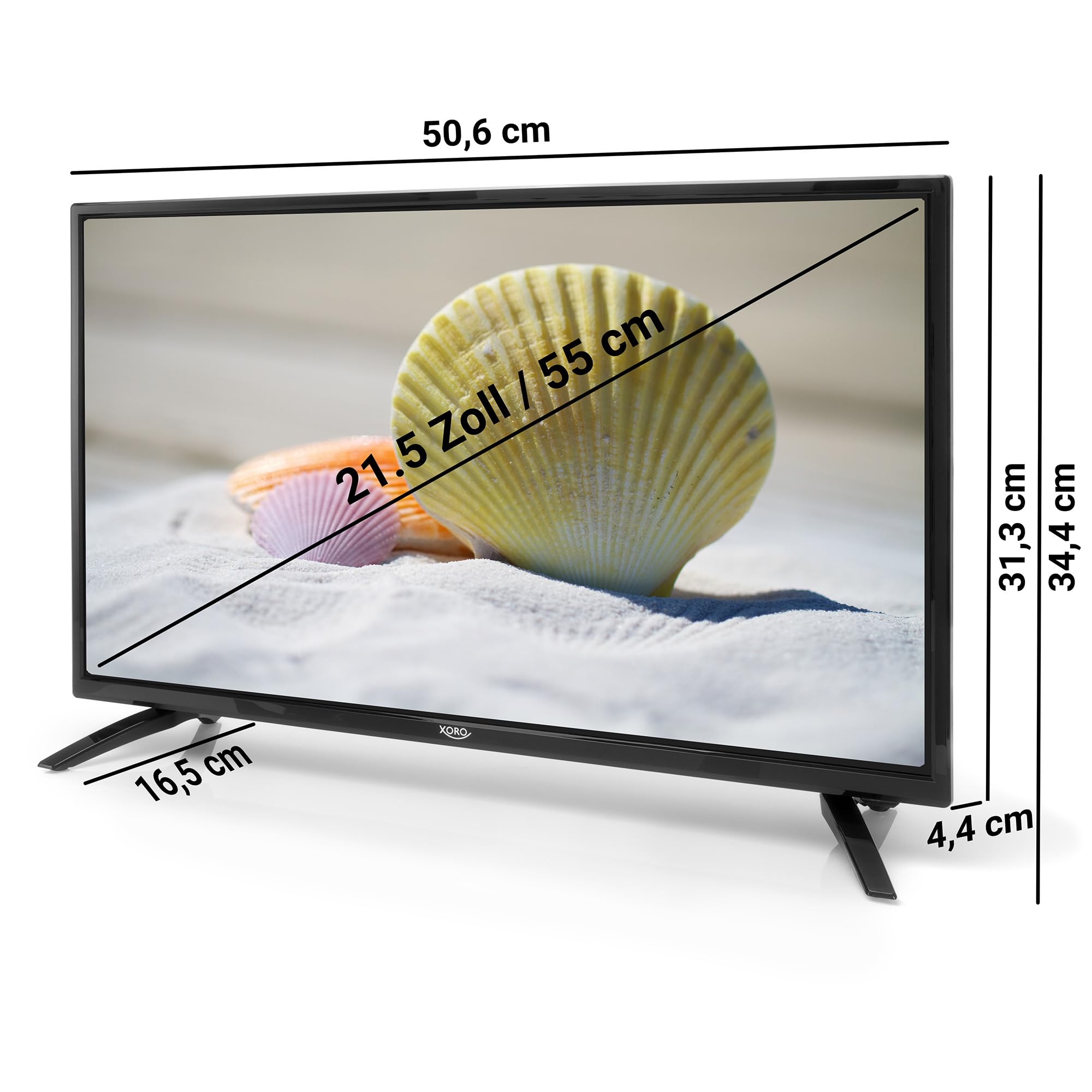 XORO HTC 2249 21.5" Zoll (55 cm) LCD Fernseher mit HDTV Triple Tuner, integrierter Slot-In DVD Player, USB 2.0 Mediaplayer, CI+ Schacht, 12V Anschluss, schwarz