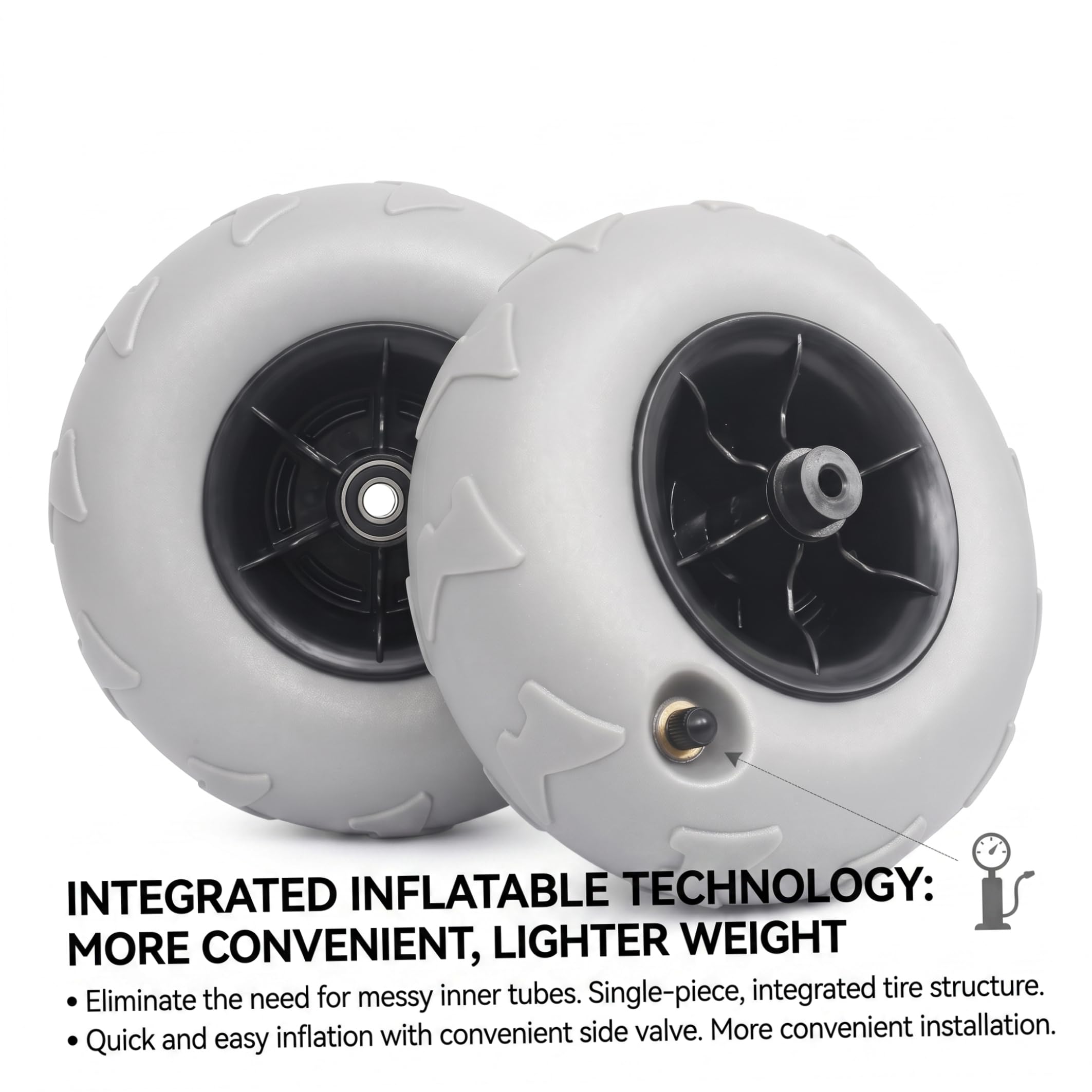 Ruedas de globo para carrito de playa, ruedas inflables de playa de repuesto para carrito de kayak, camping y jardín, cubo de 8, 5 mm, paquete de 2 de 9 pulgadas.