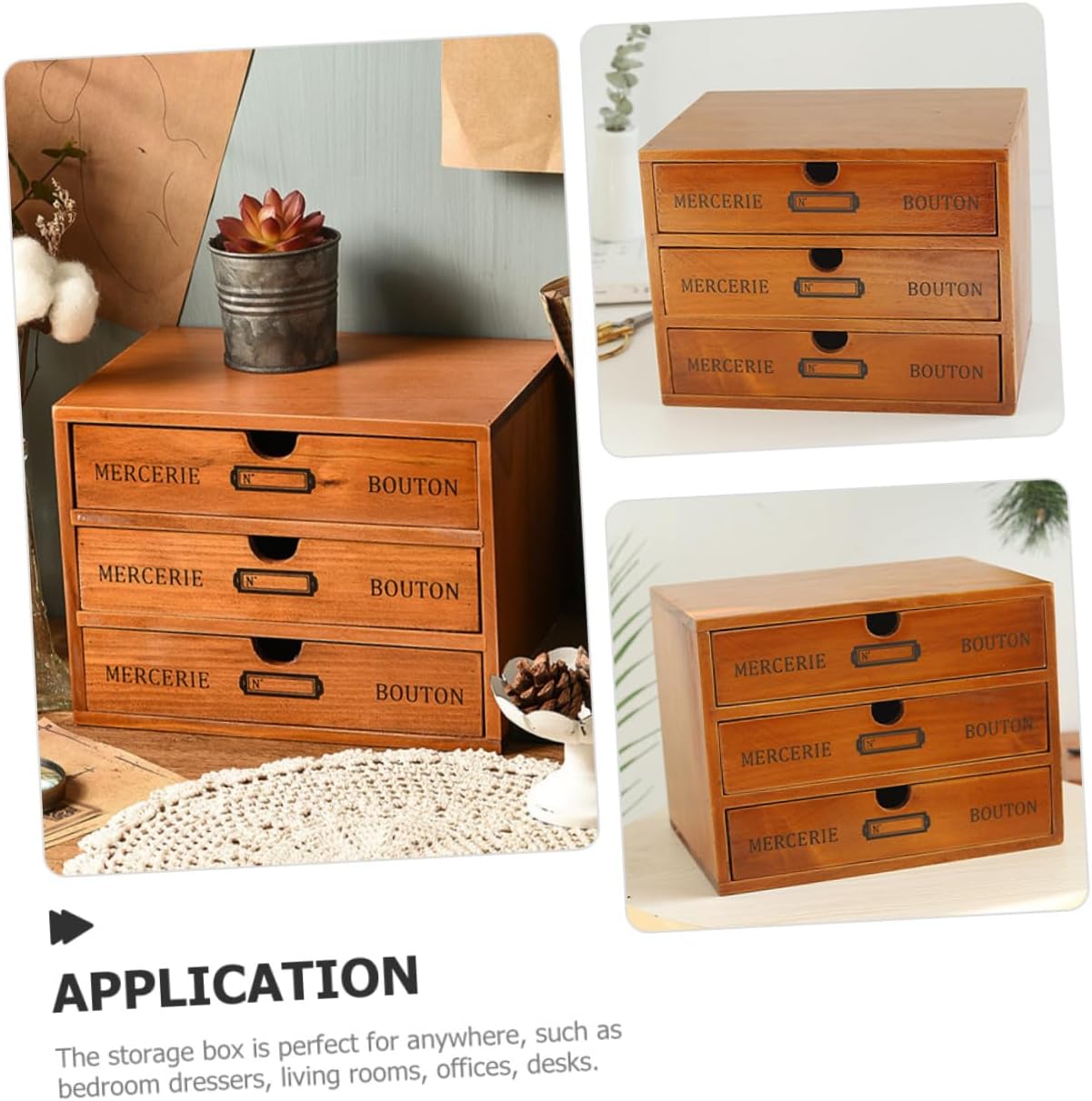 Organizer Box Multi-functional Desktop Storage for Makeup Jewelry Office Sundry Items Sturdy Solid Wood Cabinet for Bedroom Study and Workspace