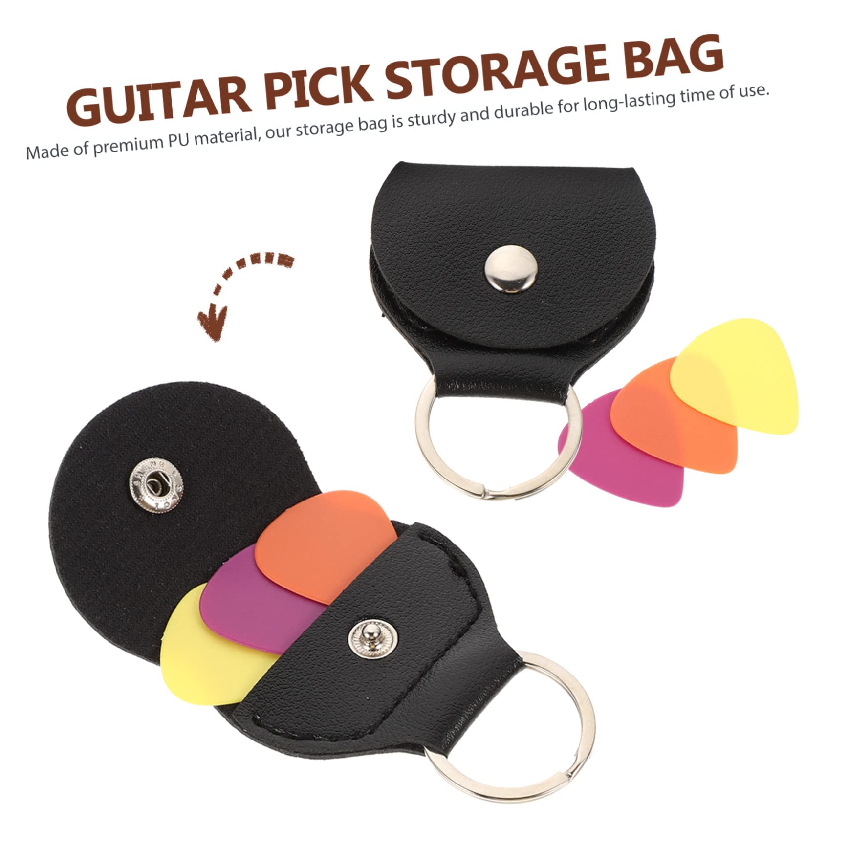 Toddmomy Portable Guitar Pick Holder Pu Material Plectrum Storage Bag Keychain for Easy Access Guitar Picks Organizer Ukuleles Bass and Other Instruments Random