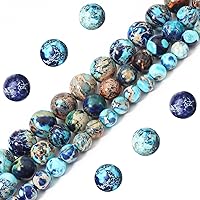 Vista 2 de 45 cuentas de piedra natural de 5⁄16 pulgadas (8 mm) con cuentas de jaspe imperial azul que son piedras para sanación de la energía. Cuentas sueltas