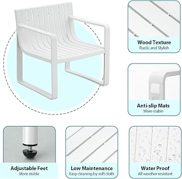 Werph Patio Furniture Set, 3 Pieces Outdoor Furniture Patio Table and Chairs Set, Patio Chairs Set of 2 Patio Conversation Sets Balcony Bistro Set Porch Furniture for Lawn Garden Poolside, White