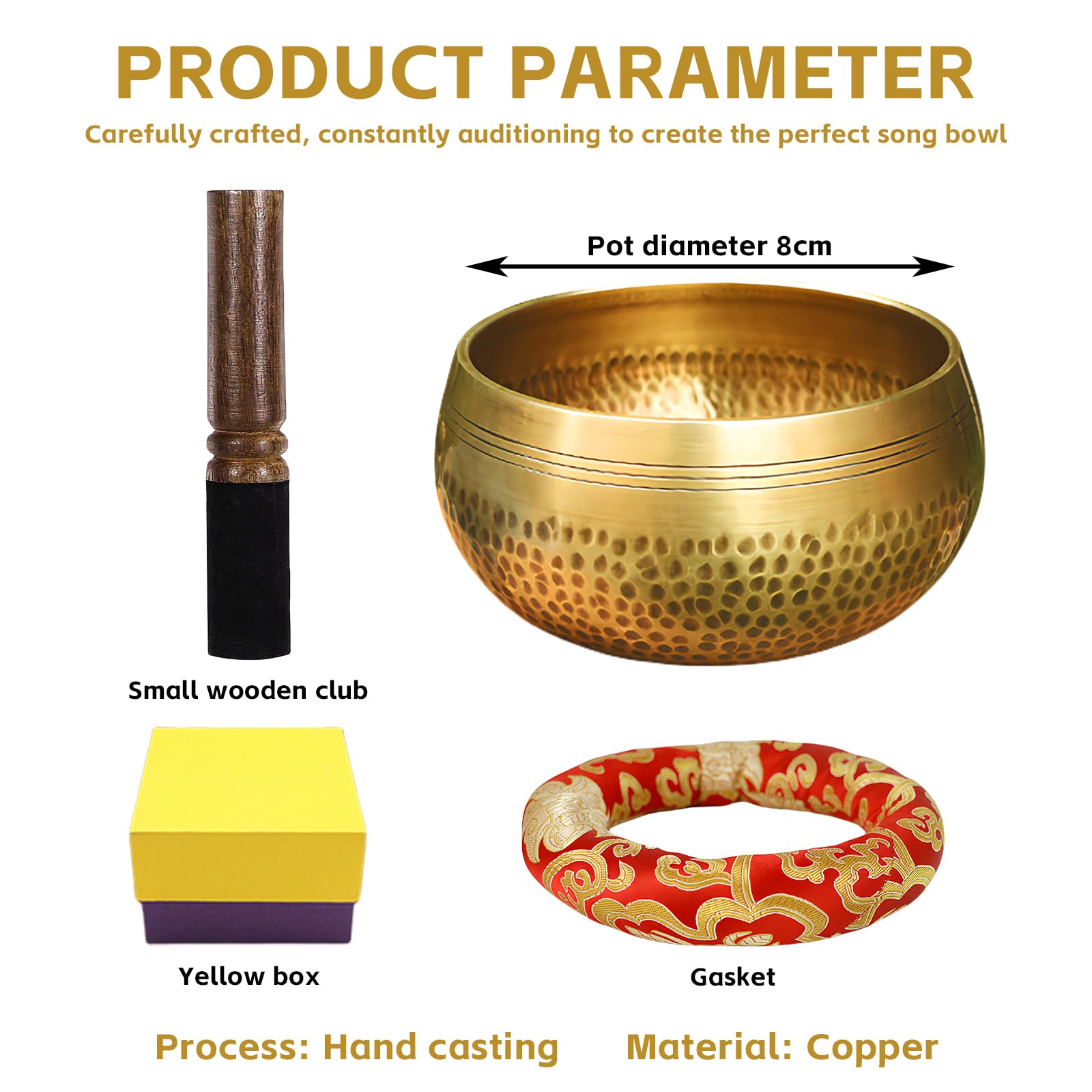 Set Campana Tibetana Piccola - 8 Cm, Con Bacchetta E Cuscino, Per Meditazione E Yoga - Foto 5