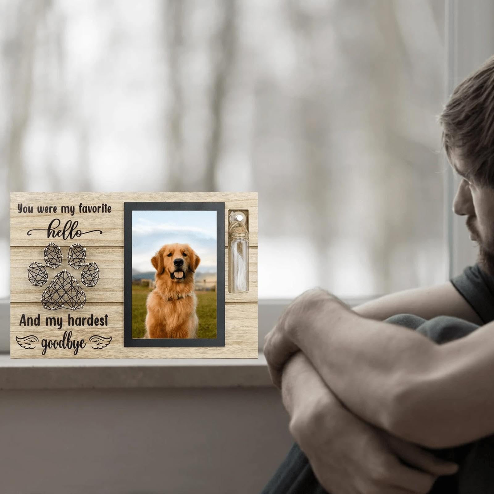 cypreason Cane Memorial Cornice portafoto | Cornice portafoto in legno per cani che hanno superato | Simpatia foto ricordo gatto cane animale domestico perdita regalo per un amico in lutto