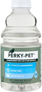 Perky-Pet Hummingbird Nectar Concentrate, 32 oz Liquid Bird Food | Makes 96 fl oz Ready-to-Use Hummingbird Feed for Wild Bird Feeders, 100% Sucrose Formula, 238CL