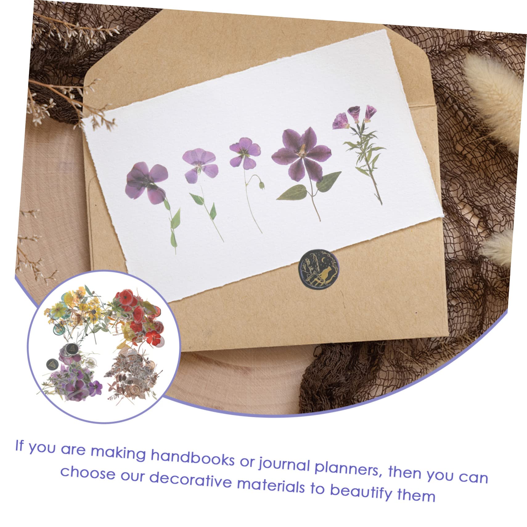 4piezas Pegatinas De Flores Secas Autoadhesivas Para Álbumes Decoración De Manualidades Material Para Scrapbook y Tarjetas De Felicitación