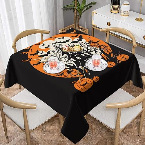 Fiephvsa Mantel cuadrado de calabazas de castillo de Halloween, 60 x 60 pulgadas, mantel de cocina, mantel decorativo para mesa de comedor para Fiephvsa Mantel cuadrado de calabazas de castillo de Halloween, 60 x 60 pulgadas, mantel de cocina, mantel decorativo para mesa de comedor para