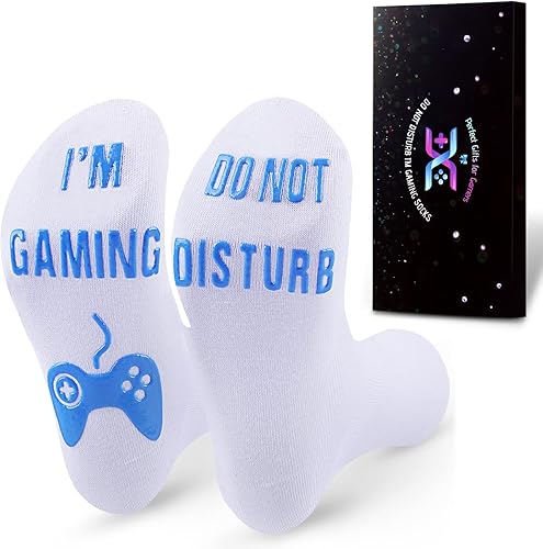 QAPIZM Calcetines para juegos "No molestar, estoy jugando", ideas de regalo para hombres, día de San Valentín, niños, niños, calcetines para