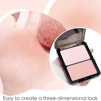 Pink Peach Long-Lasting Blush Palette for Cheeks Make Up, Matte Blendable