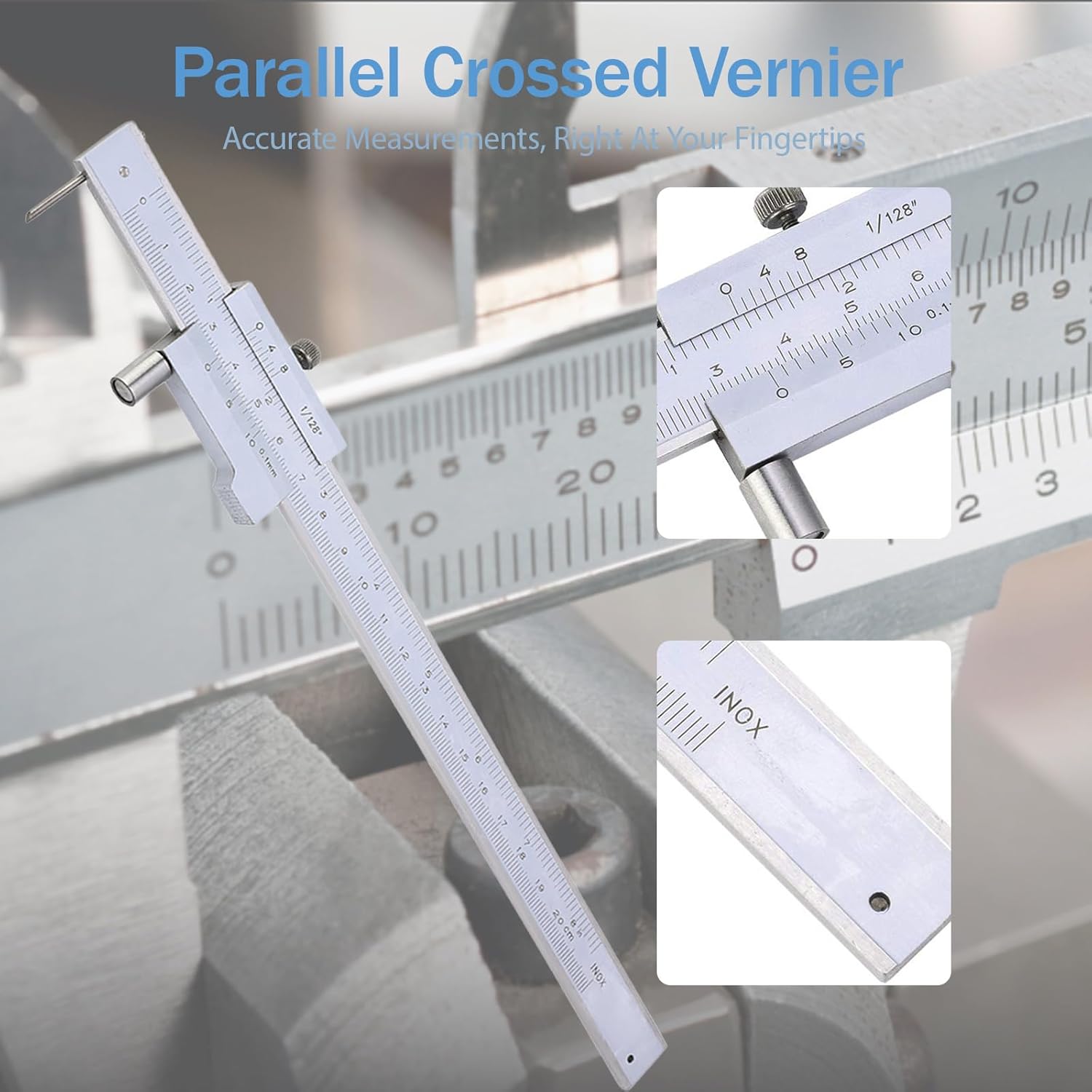 Vernier Caliper, Parallel Crossed Caliper, 0-200mm Stainless Steel Vernier Scribing Caliper Marking Gauge with Carbide Scriber/Needle Parallel Marking Gauge Vernier Caliper