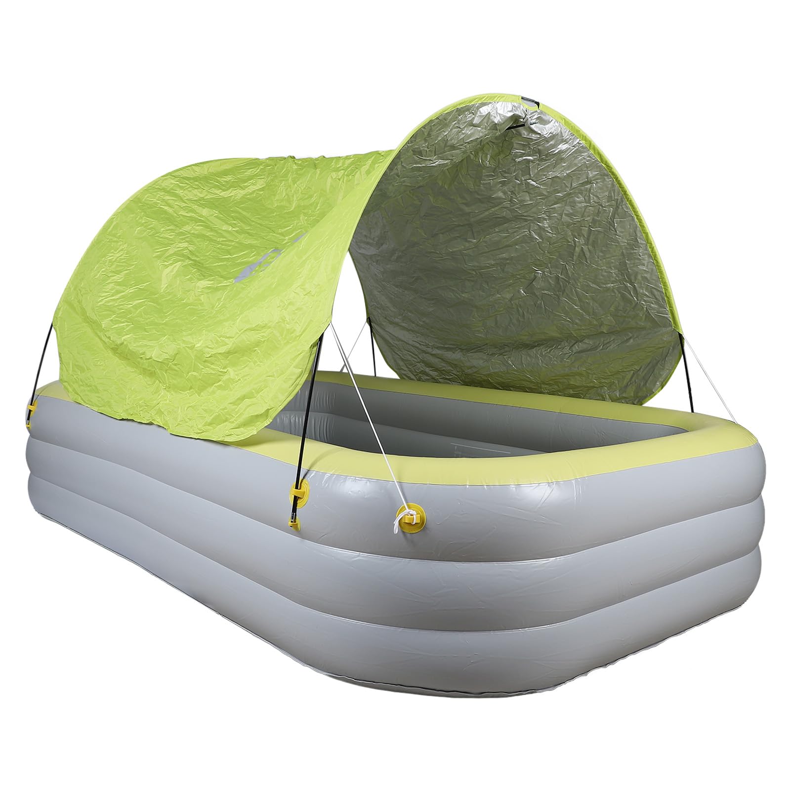 Cloimei Large Inflatable Pool with Canopy Blow Up Swimming Pool for Adults Family Backyard Outdoor Water Play 2.6m PVC Durable Material with Water Slide (Yellow)