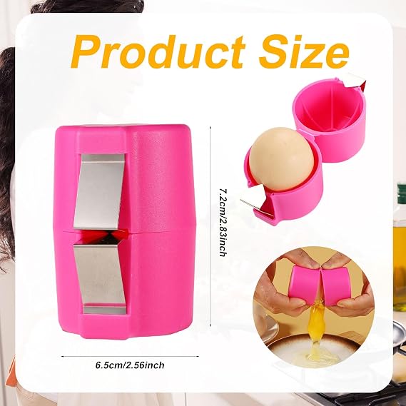 Egg Cracking Tool, Egg Shell Opener Handheld Boiled Egg Peeler Cracker Tool Efficient Multifunctional Eggshell Separator Raw Egg Breaker Cutter for Cooking Camping Kitchen Gadgets Supplies (Pink)