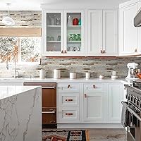 Vista 1 de KASARO - Azulejos de 1 hoja para pelar y pegar para salpicaduras de cocina, mármol beige con rayas doradas antiguas, azulejo autoadhesivo