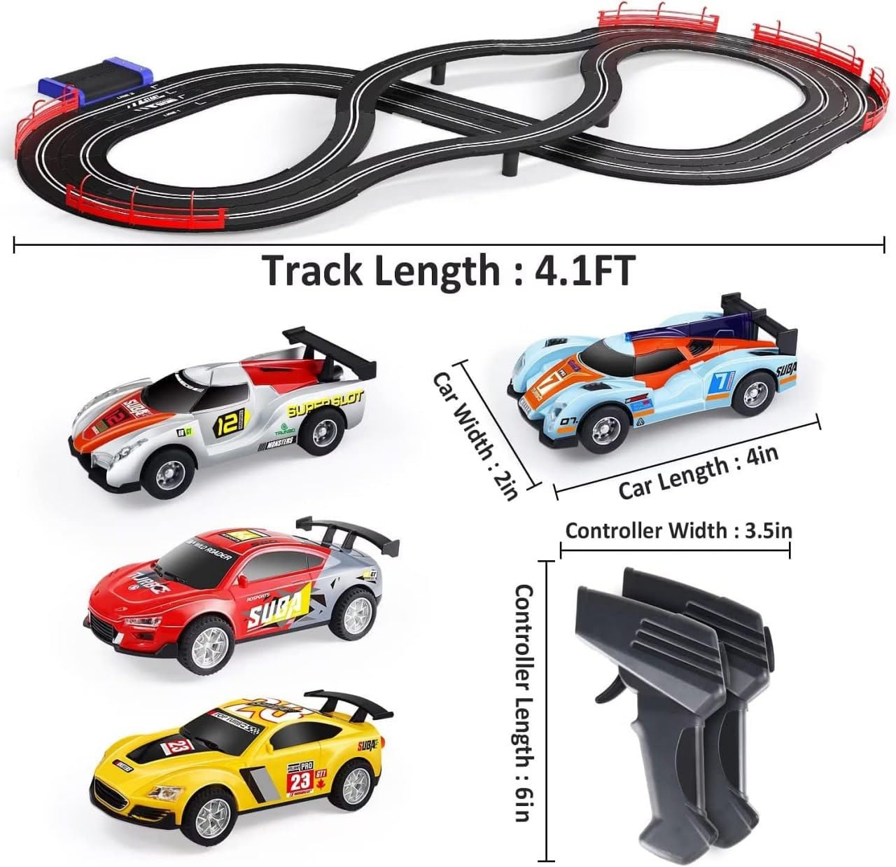 Gigmart Electric High-Speed Slot Car Race Track Set 1:43 Scale Dual Track with Cars 2 Controllers Racing Toy for Boys Girls Ages 6-12 3
