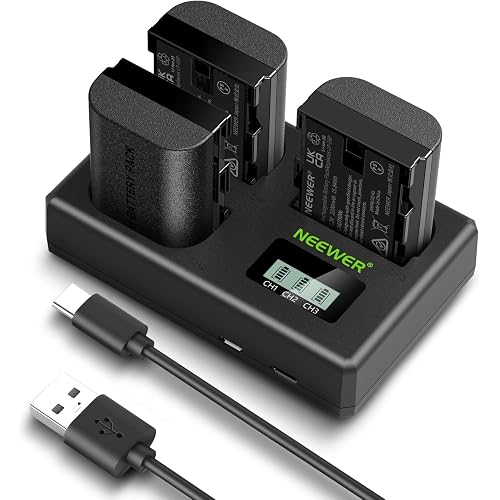 NEEWER Replacement Battery and Charger Set for LP-E6P/LP-E6NH/LP-E6N, 3 Pack 2200mAh Batteries and USB Triple Charger, Compatible with Canon EOS R5 Mark II R5 R6 R7 R 5DIV 6DII 7DII 60D 70D 80D 90D