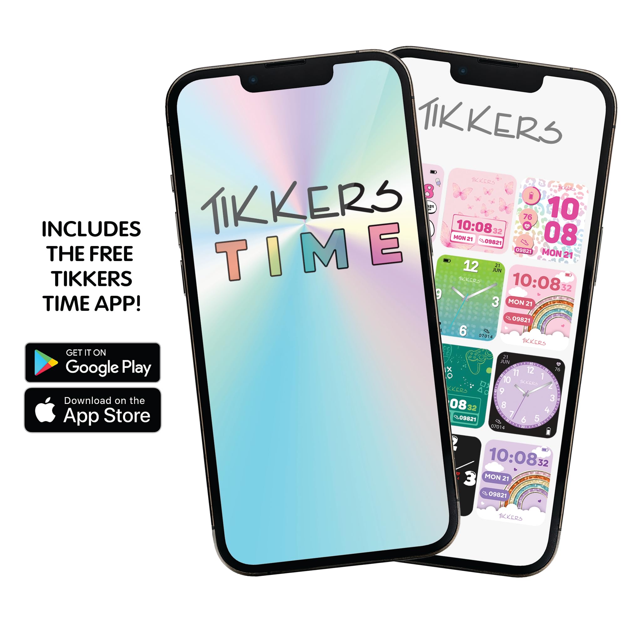 Tikkers Smart Series 13 - Różowy pasek z tkaniny Easy Release Smart Watch i słuchawki TKS13-0034-SET