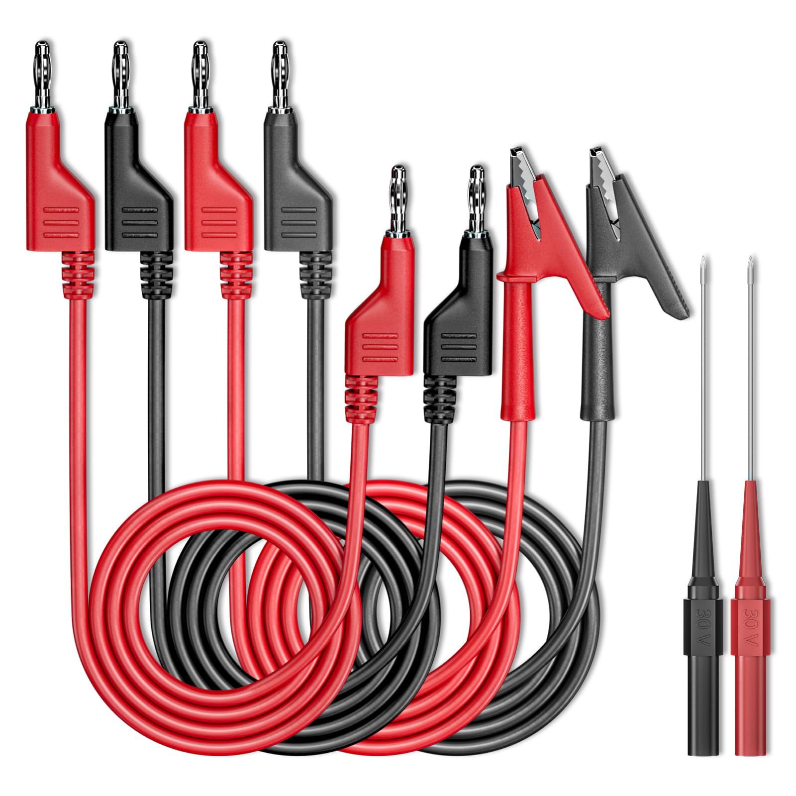 Goupchn Multimeter Test Leads Kit, 4mm Banana Plug, Red & Black, 6PCS