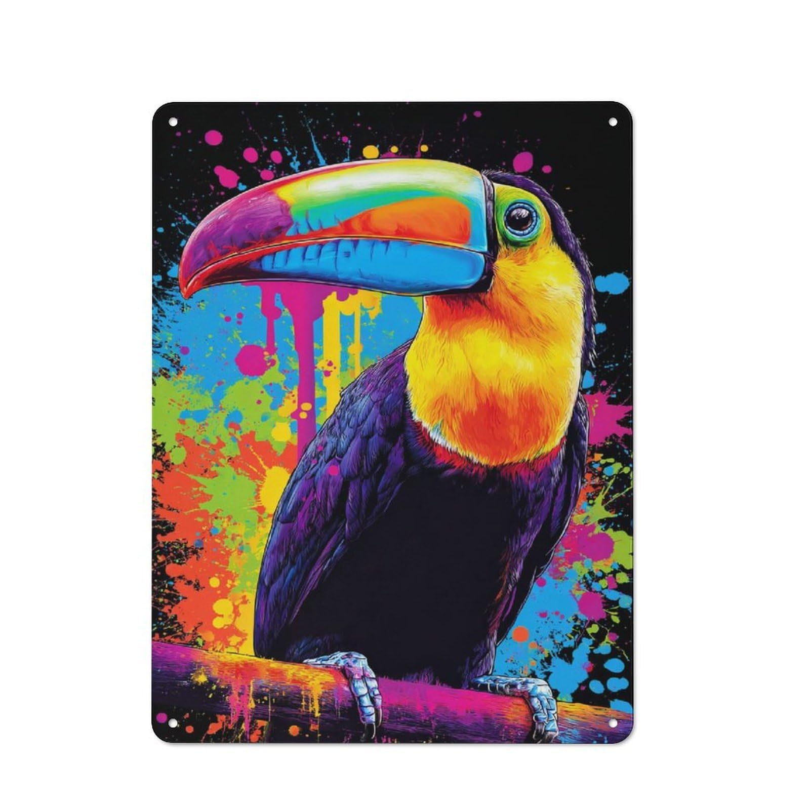 Junmoney Vibrant Toucan Artwork -1 Character Decorative Tin Plaque 40X30cm Featuring Small Space Decor For Bedroom, Kitchen, Office Or Living Room