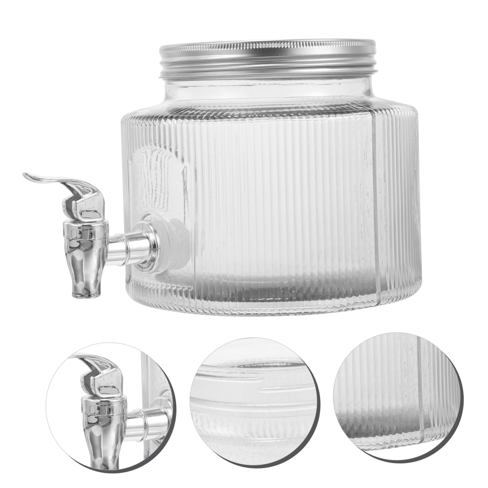 Dispensador de Bebidas y Fácil de Vidrio de 2.8l con Grifo Blanco Diseño Único y Fácil para Servir en Casa o Eventos