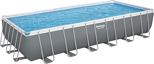 Vista 18 de Bestway 56631E-BW - Juego de piscina de verano con marco ovalado de acero eléctrico sobre el suelo, bomba de filtro y escalera de seguridad, 14 x 8