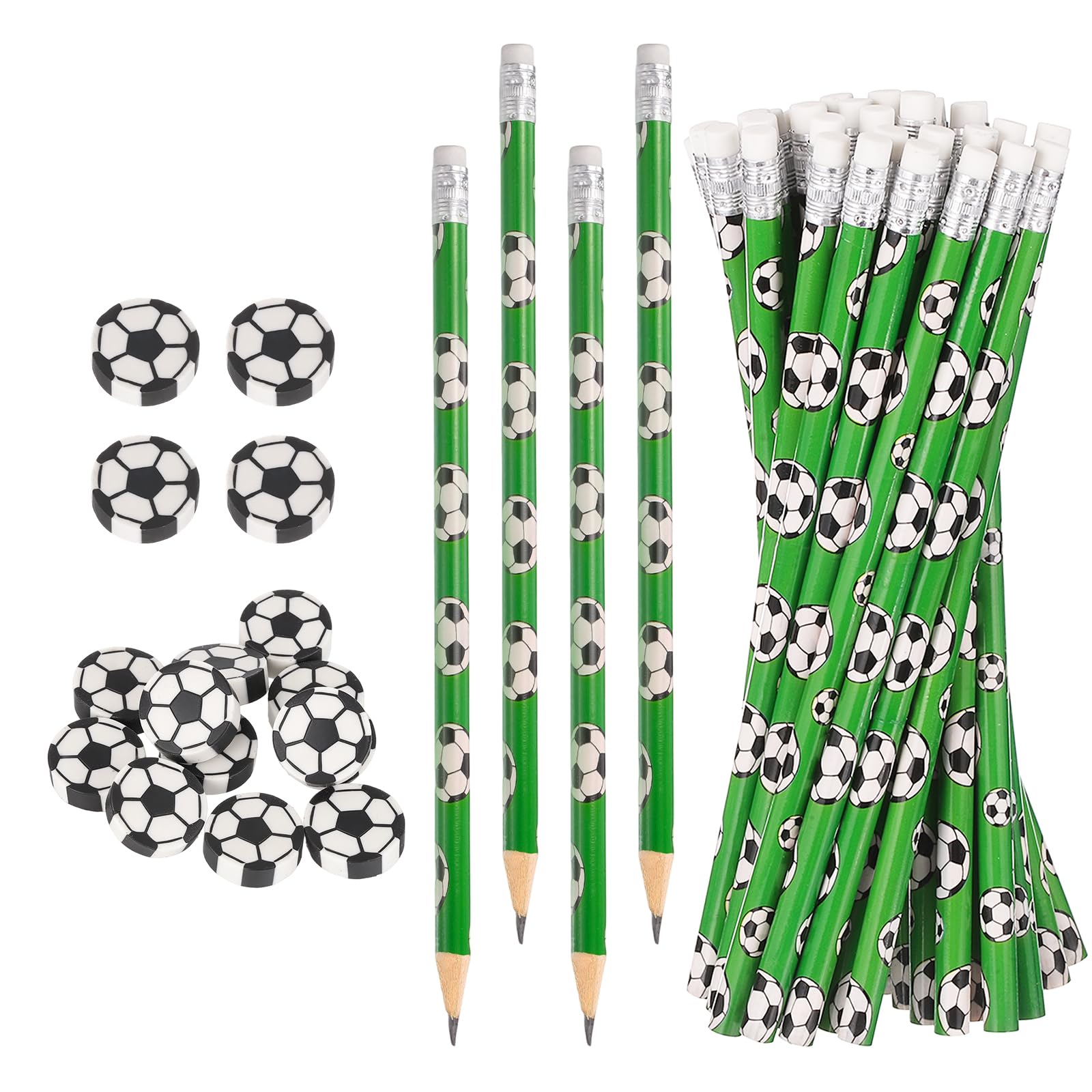 PATIKIL Sports Pencils with Eraser, 36 Pcs Fun Cute Wooden Pencils 12 Pcs Sport Ball Erasers Football Theme for Party Favors Birthday Stationary Gifts Classroom Reward
