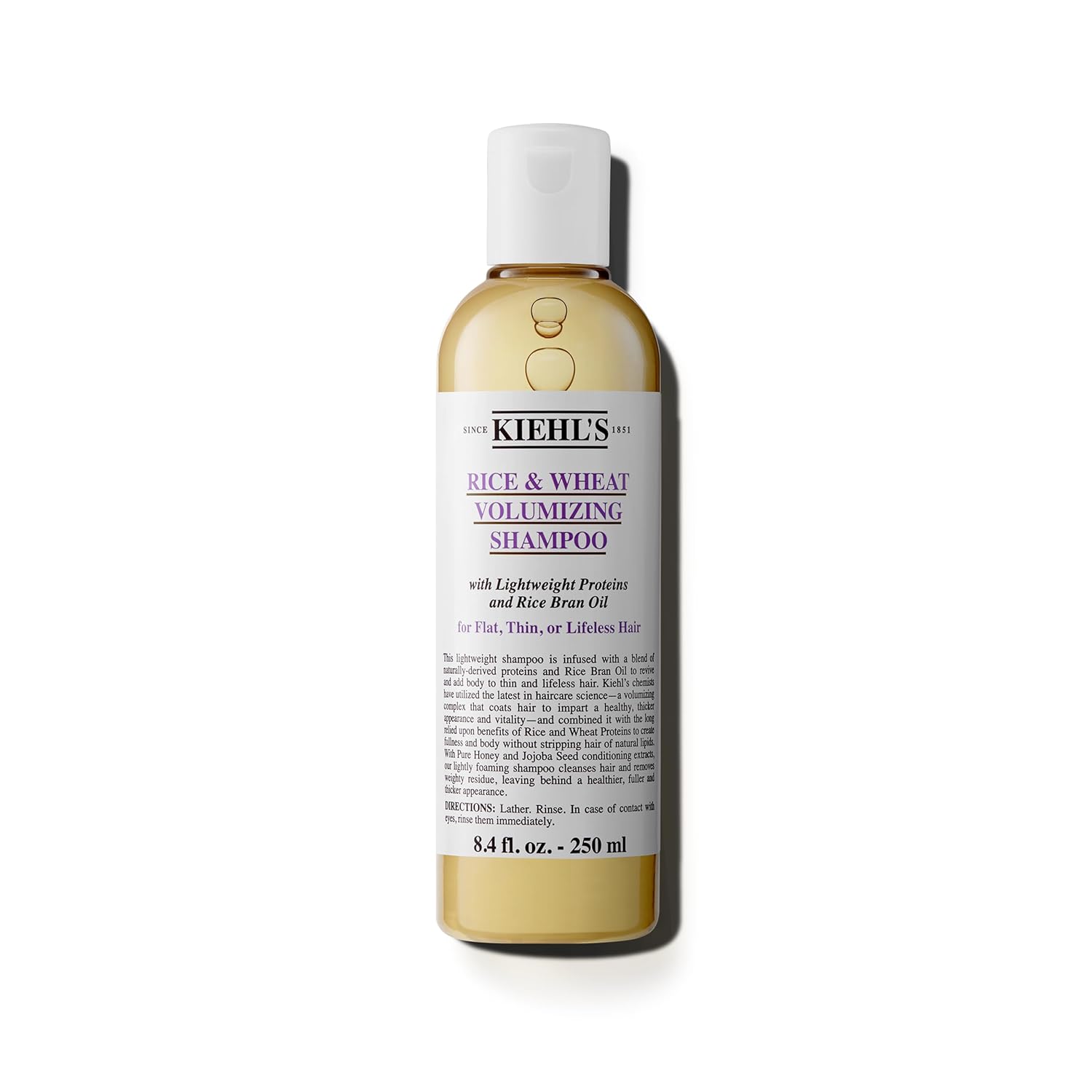 Kiehl’s Rice and Wheat Volumizing Shampoo, Gentle Hair Shampoo for Thin or Flat Hair, Helps Boost Volume for Thicker Looking Hair, with Lightweight Proteins and Rice Brain Oil – 8.4 fl oz