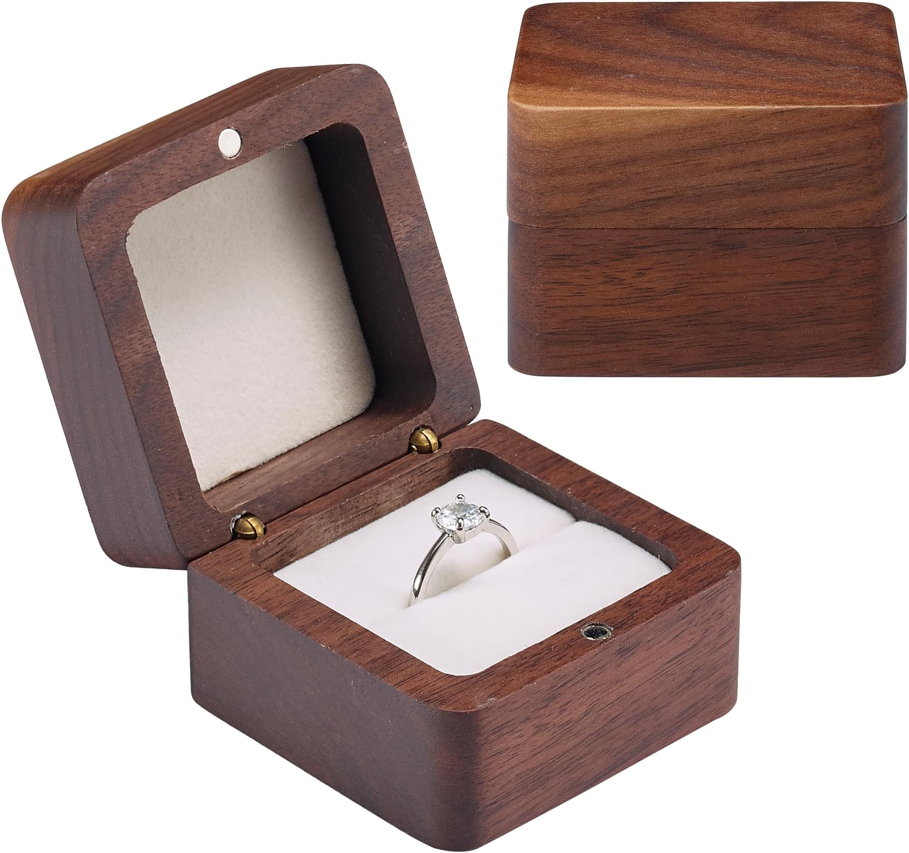 Tangle Labs Slim, Discreet, Luxury Wooden Wedding Ring Box - Rotating ...