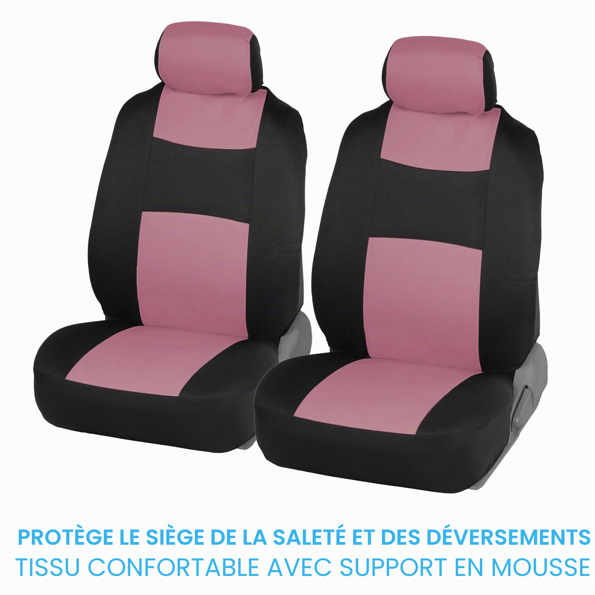 BDK PolyPro Ensemble Complet de Housses de siège de Voiture en Rose sur Noir - Banquette Avant et arrière divisée pour Voiture, Facile à Installer - Accessoires de Voiture, camions, camionnettes, SUV
