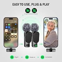 BYbrutek 3 az 1-ben Vezeték Nélküli Csíptetős Mikrofon iPhone/Android/PC Eszközökhöz - Mini Mikrofon Videófelvételhez, 25m Hatótáv 4