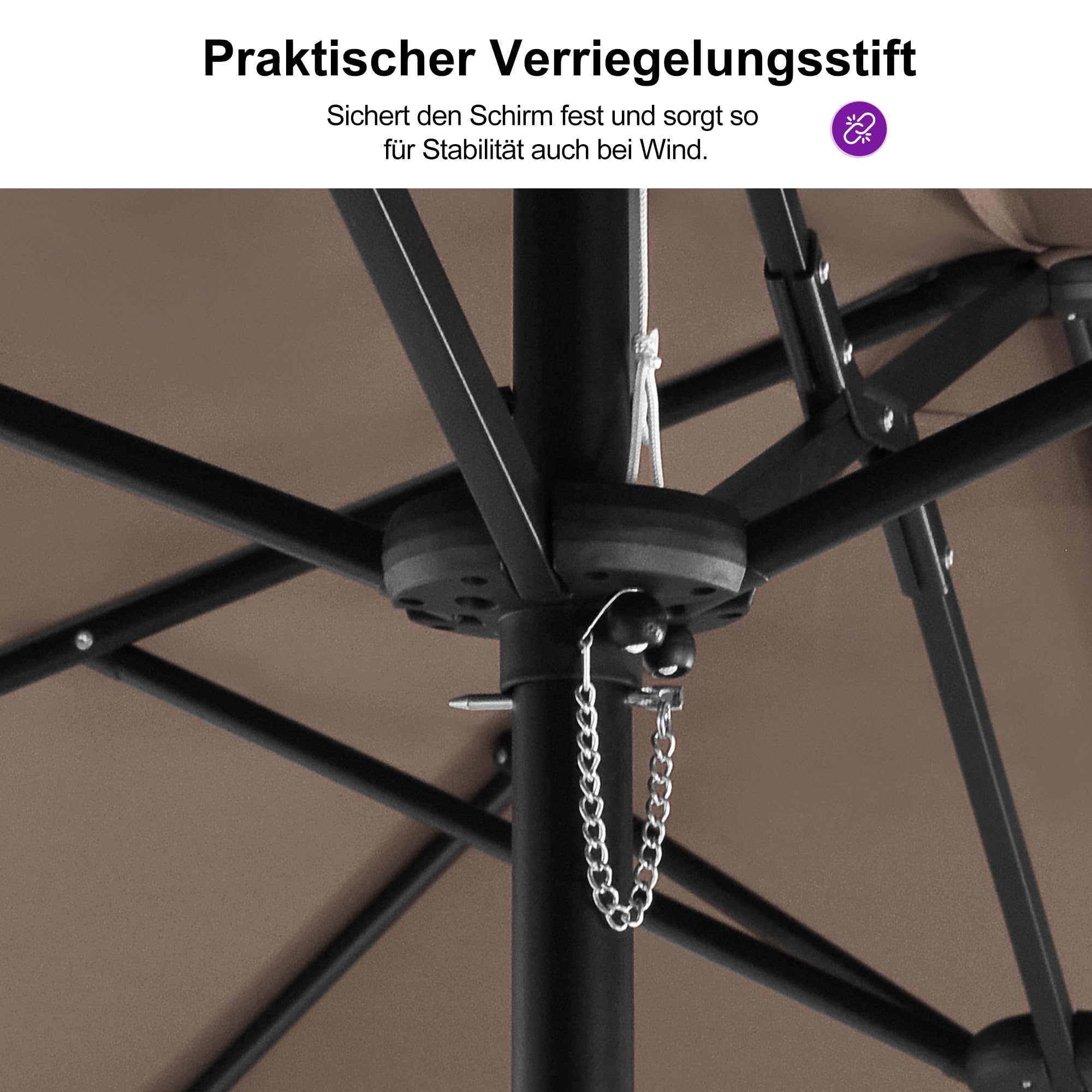 PURPLE LEAF Sonnenschirm Balkon 400 x 200 cm mit Kurbel UV-Schutz, Taupe | Komfortabler Sonnenschutz, Aluminiumgestell, UV-beständiges Gewebe, Langlebig, Für gewerbliche Zwecke geeignet