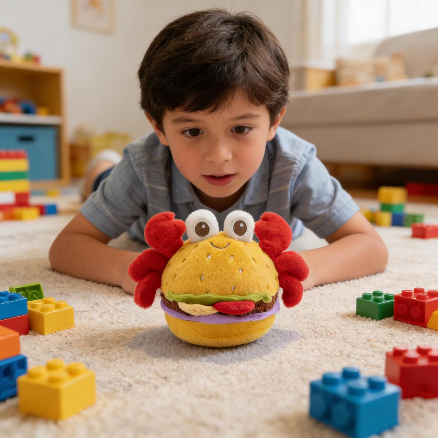 Amuseables Burger Stuffed Toy, 6.7 inches, Food Plush, Lively and Cute that is Perfect for Companionship or Gift-Giving - a Classic Children's Gift or Used as Decorative Ornaments