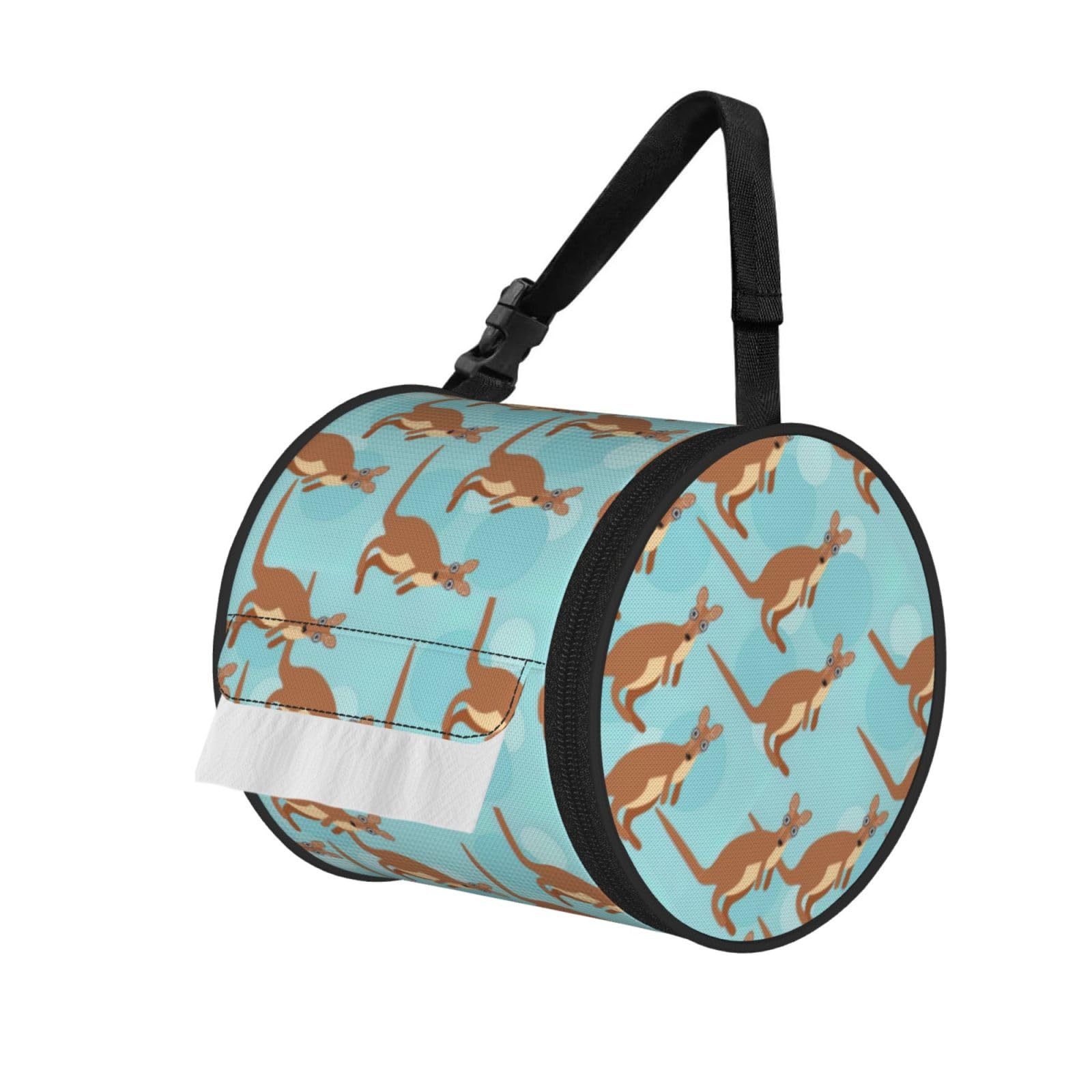 Funny for Kangaroo Zoo Printed Pet-Proof Toilet Roll Bag, Durable Oxford Cloth with Handle for Travel Tent Kitchen