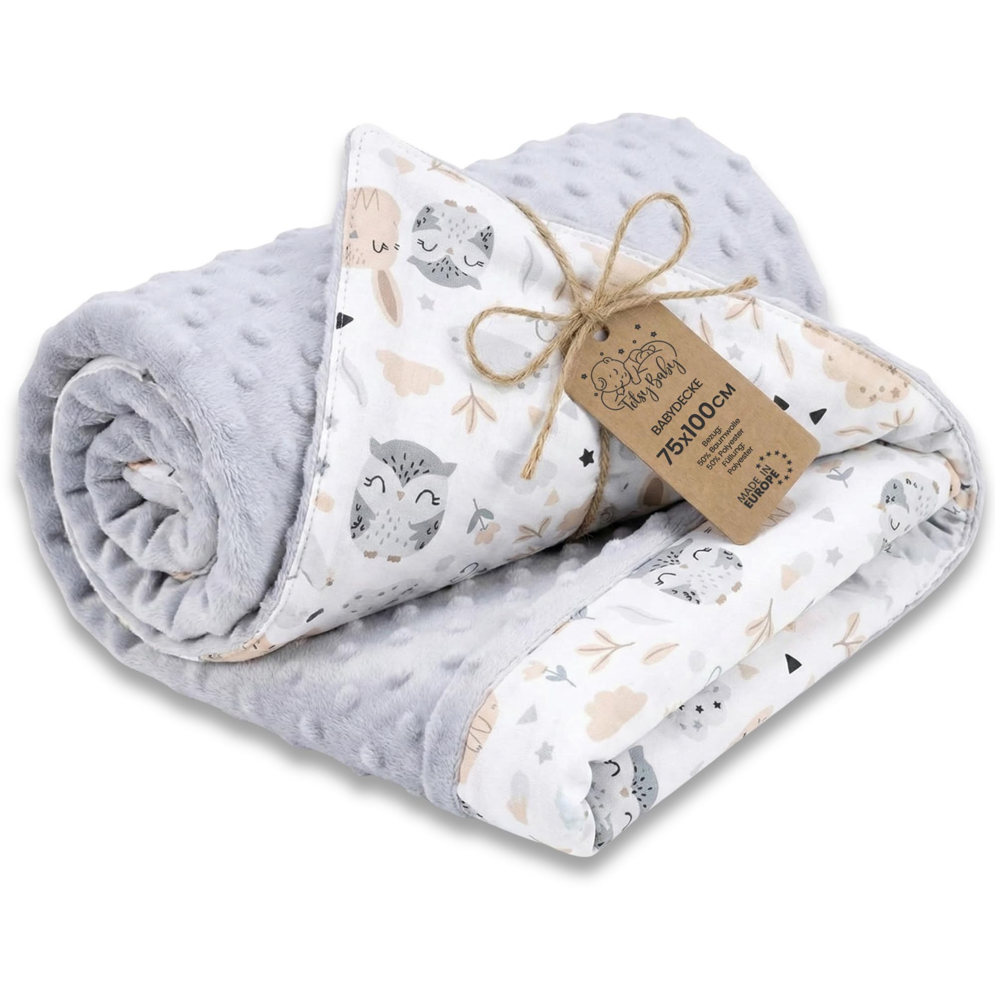 Babydecke Kuscheldecke Baby Decke Ganzjahresdecke mit Plüschstoff 75x100 cm - Kinderdecke Kinderwagen Blanket Babydecken Kinderwagendecke und Erstausstattung für Neugeborene und Kinder Oeko-Tex