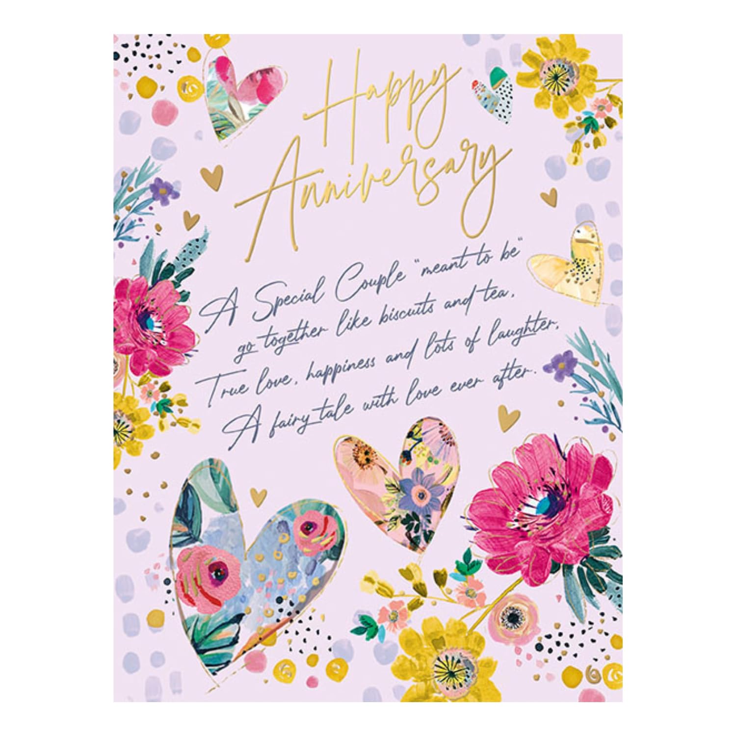 Anniversary Card - Special Couple - Floral Love Hearts Design - Special Finishes - Made in the UK - Eco-Friendly