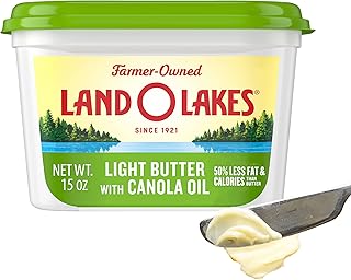 Land O Lakes Light Butter with Canola Oil, Contains Less Fat, Fewer Calories and Less Cholesterol Than Regular Butter, 15 oz Tub