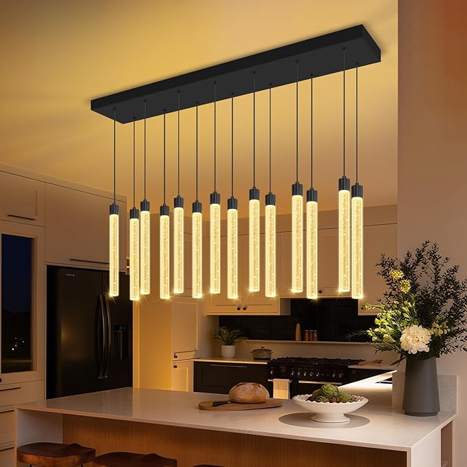 Modern Rectangular Crystal Chandelier for Dining Room LED