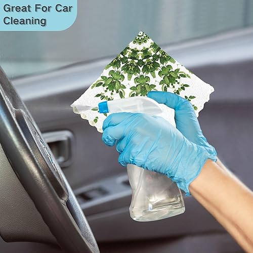 Miniatura 7 de Abstract Green Flora Mandala Set of 6 Absorbent Microfiber Cleaning Towels Kitchen Print Soft Car Drying Towels for Restaurant Sink