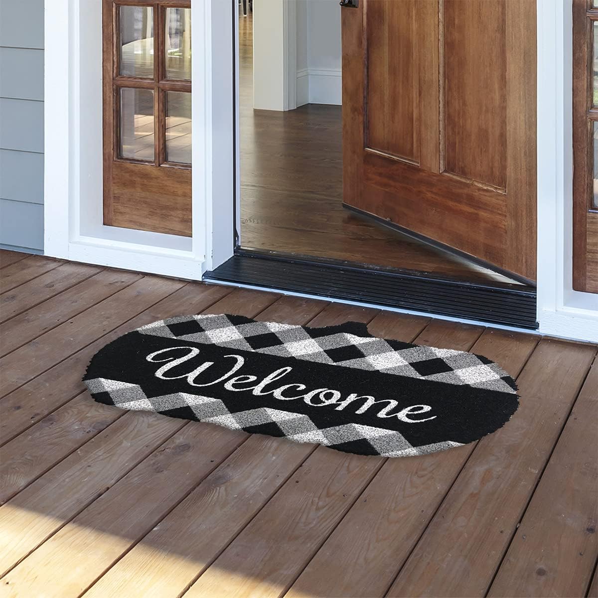 Briarwood Lane Black and White Pumpkin Fall Natural Fiber Coir Doormat 18 x 30