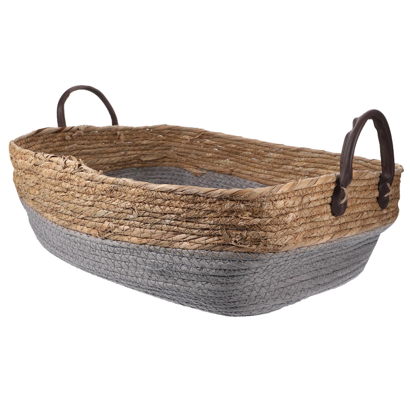 Cabilock Panier Rectangulaire En Osier Avec Poignées - Panier De Rangement Synthétique Kaki 14.37 X 10.24 X 4.92 Pouces Pour Organisation Maison
