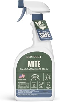 Mite Spray Natural Killer for Dust, Bird, Spider & Other Mites | Bedding & Furniture-Safe | Treatment for Chickens, Poultry, Dogs, Cats, Reptiles & Other Pets | Indoor & Outdoor 22 oz