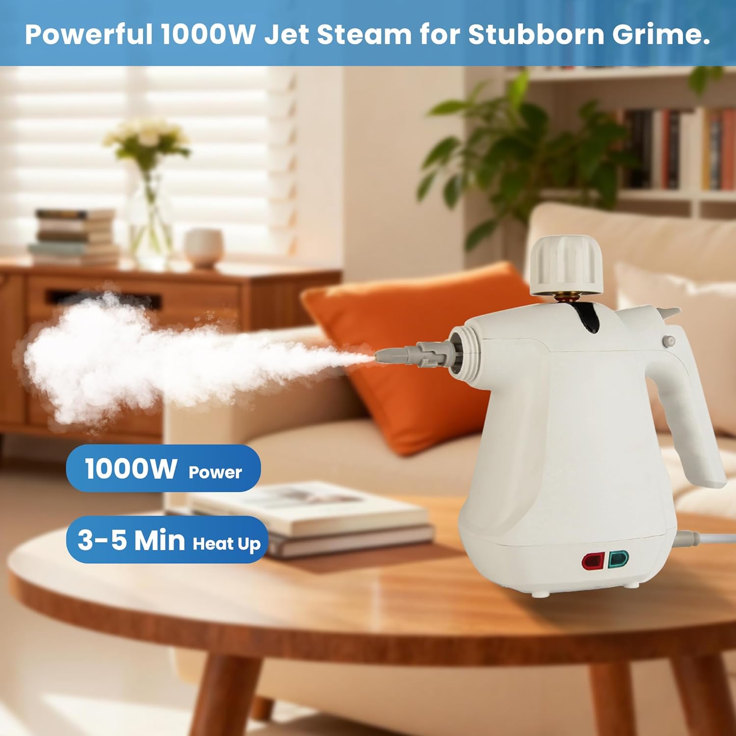 Steam Cleaner, Multi-Surface Steamer Cleaners for Cleaning with 11 Accessories, Large Capacity Handheld Steam Cleaner, Good for Home, Kitchen Grease, Bathroom Grout (White)