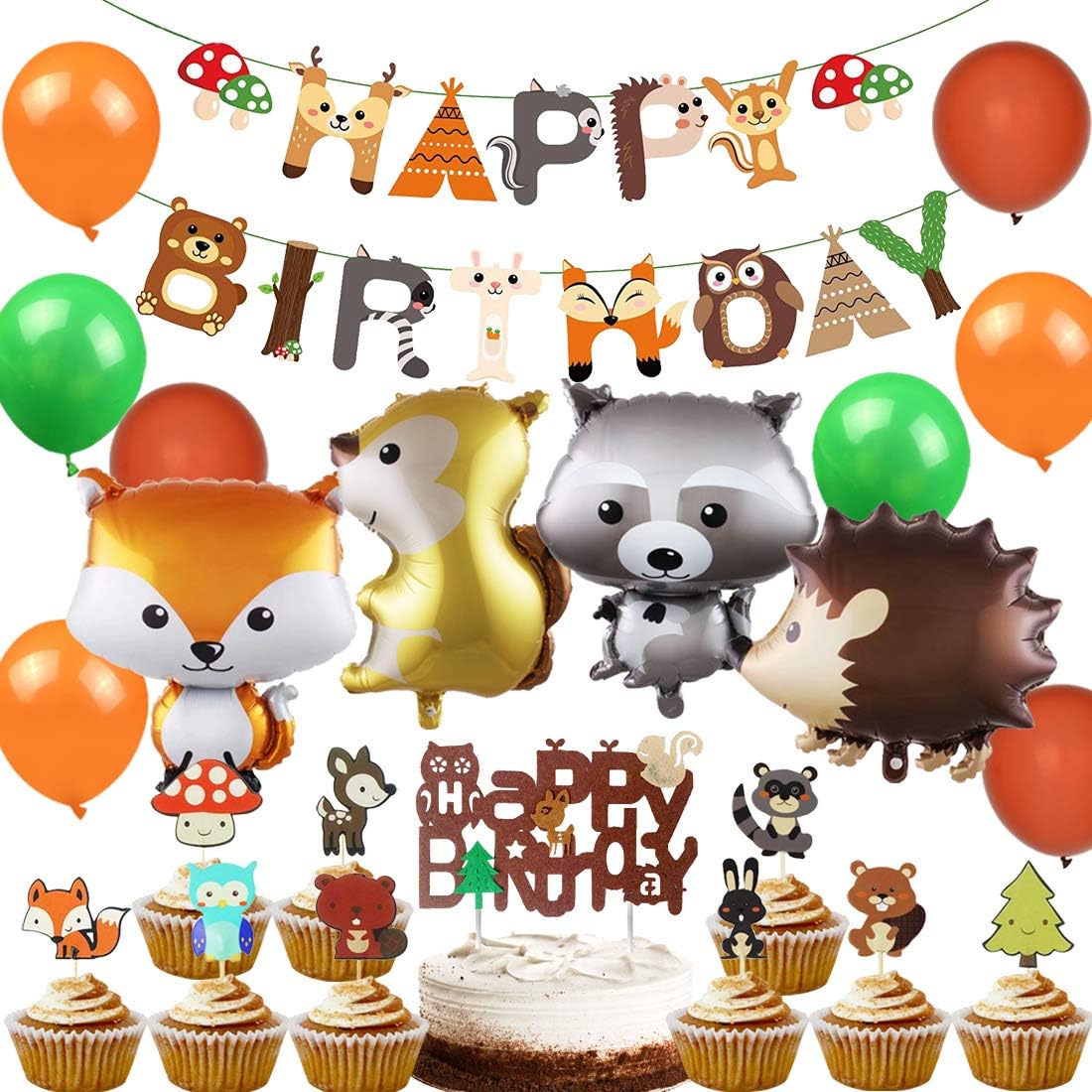 Buy Woodland Party Decorations Woodland Creatures Happy Birthday Banner Cake Toppers Animal Foil Balloons For Birthday Baby Shower Party Supplies Online In Italy B07vpckdw6