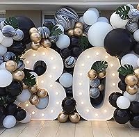 Vista 5 de KALOR Números iluminados de marquesina de 4 pies, números de mosaico para globos, marco de globo número 0, número de cartón grande para decoración