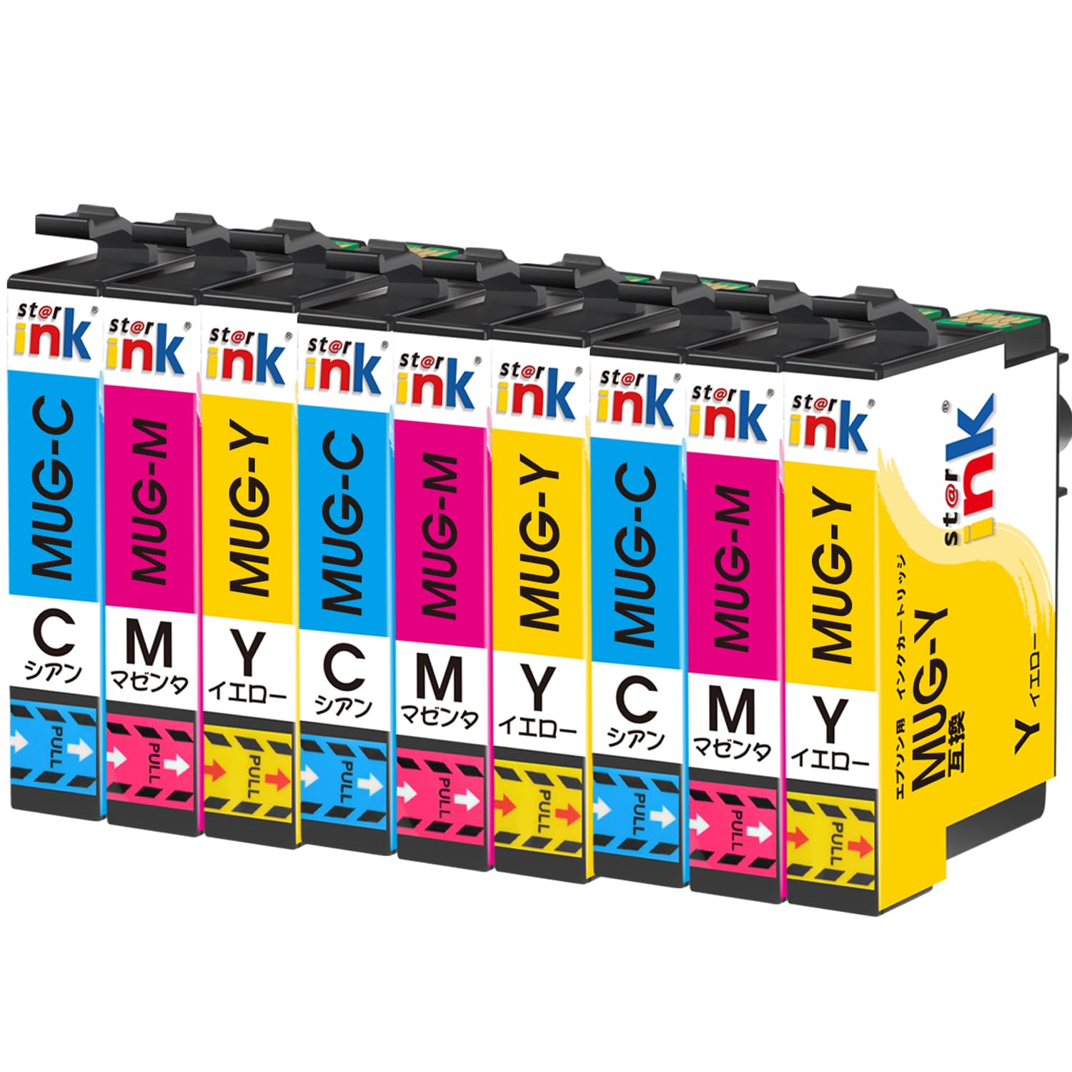 Starink MUG-4CL エプソン 対応 マグカップ Epson 互換インク 9本セット （3C/3M/3Y） MUG 互換インクカートリッジ EW-052A EW-452A 大容量 残量表示機能 個包装