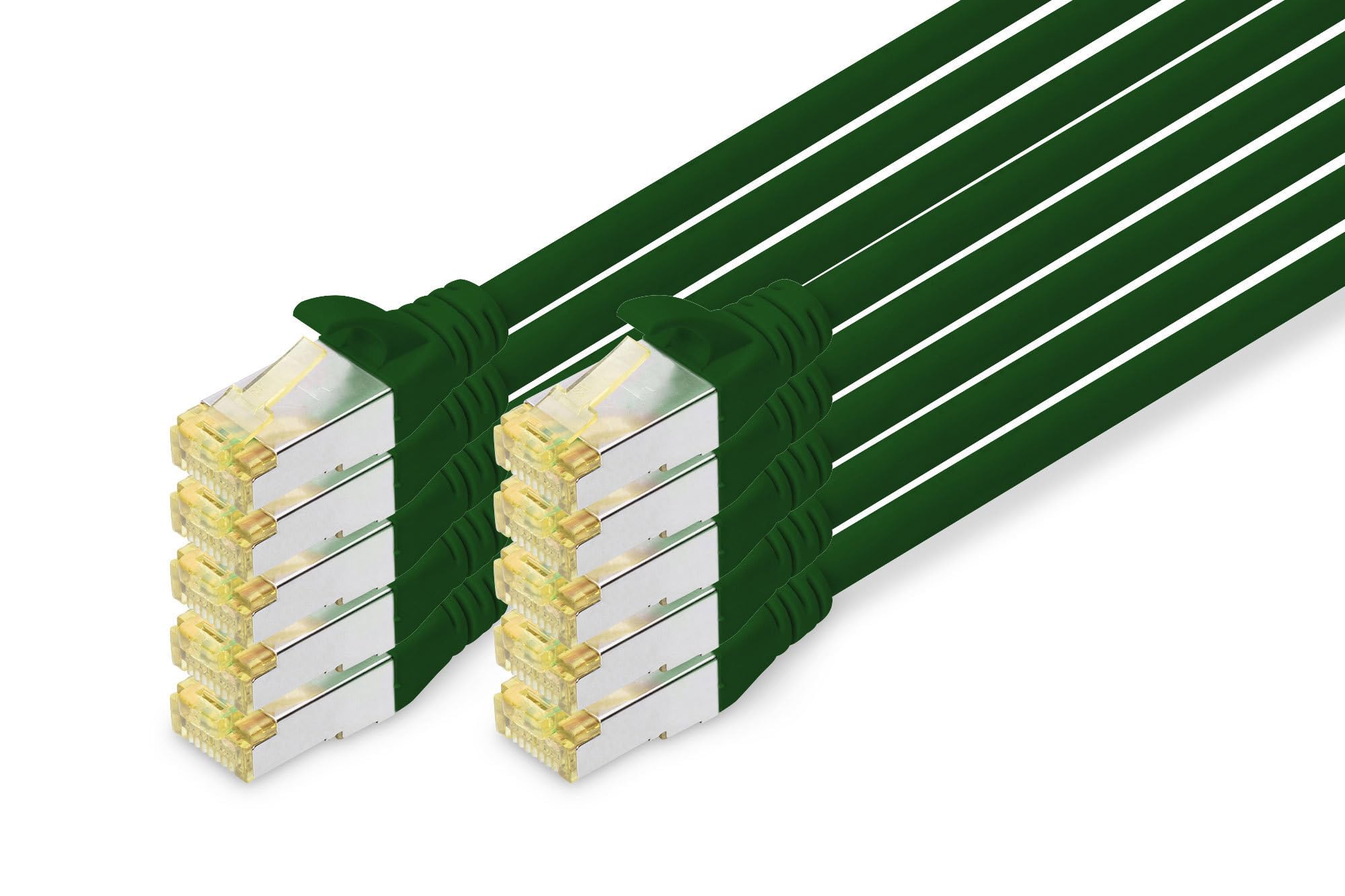 DIGITUS LAN Kabel Cat 6A – 3 m – 10 Stück – S/FTP Geschirmt – Grün