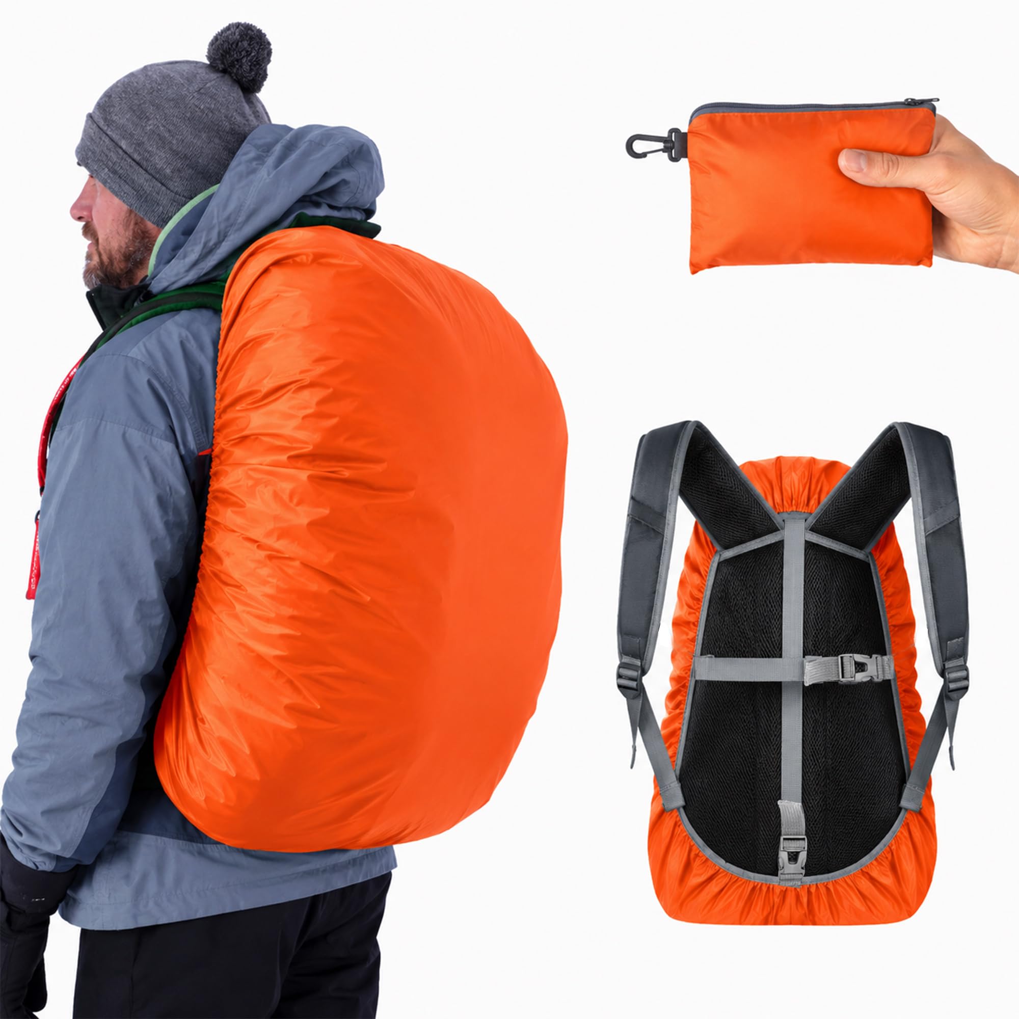 Frelaxy Mochila Impermeable para Lluvia, Triple Impermeable, Antideslizante, Correa de Hebilla Cruzada, Ultraligera, compacta, portátil, para Senderismo, Camping, Ciclismo, Viajes al Aire Libre