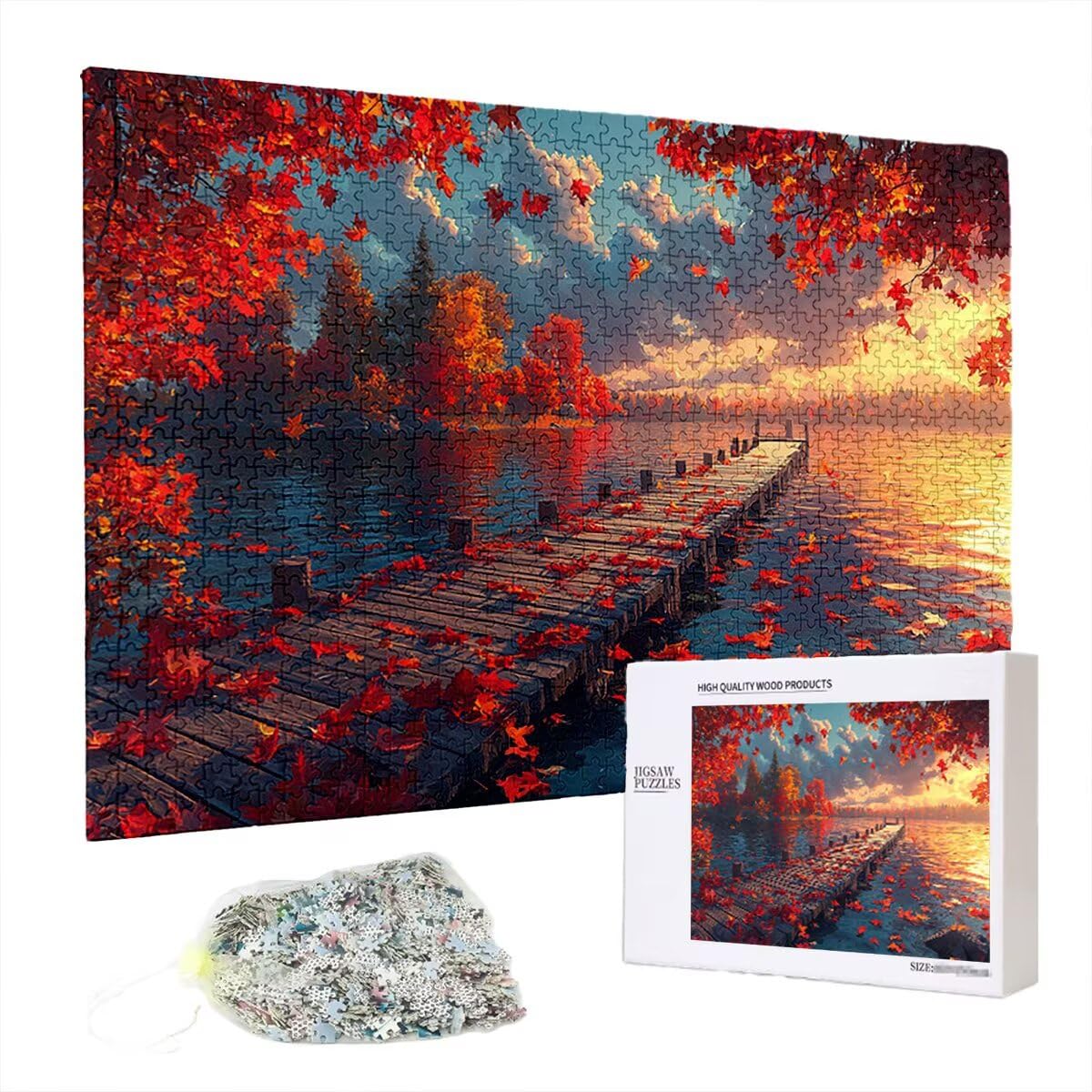 Puzzle 5000 elementów, jesienny krajobraz, 5000 elementów, drewniane puzzle dla dorosłych, trudna łamigłówka, gra logiczna dla całej rodziny, drewniane puzzle do dekoracji salonu, na prezenty, S-48